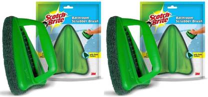 Scotch-Brite Bathroom Brush with abrasive scrubber for superior tile cleaning Nylon Wet and Dry Brush