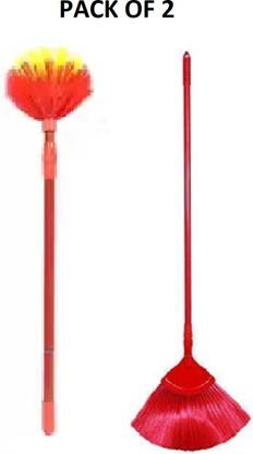 QinPin Long Handle Jala Remover Brush Combo for Ceiling & Wall Cleaning Cleaning Brush
