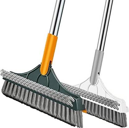 MAITRI ENTERPRISE Bathroom Cleaning Brush with Wiper 2 in 1 Tiles Cleaning Brush M52 Fiber Wet and Dry Brush