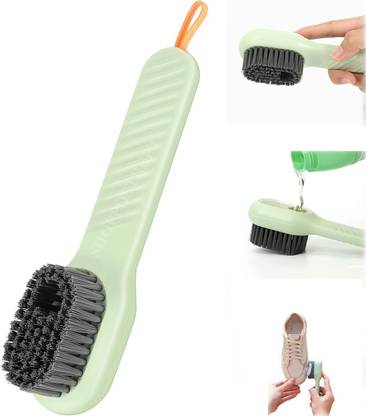 FGG Soap Dispensing Cleaning Brush with Handle Scrubbing Reusable Washing Shoe Brush Polyester Wet and Dry Brush