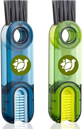 DroliaFresh 3 In 1 Multifunctional Bottle Cleaning Brush For Bottle Cap Crevice Pack of 2 Nylon Wet and Dry Brush