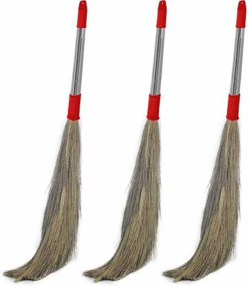 kiran Best Quality ( Plastic Handle ) Grass Broom Stick Grass Dry Broom