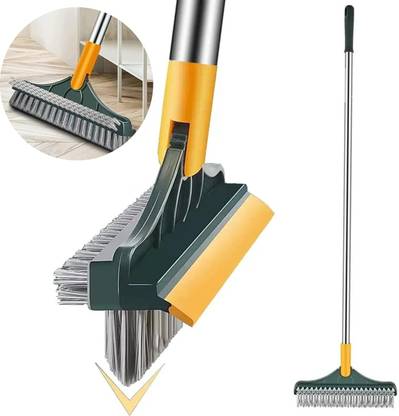 CARTSPACE 3 in 1 Floor Scrub Brush,Tiles Cleaning Brush with Long Handle 180° Rotate Microfibre Wet and Dry Brush