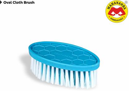 MahanandaUnbreakable Oval Cloth Cleaning Brush Soft Plastic Bristles Plastic Wet and Dry Brush