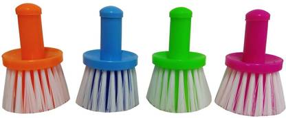 Rudra Pack Of 4 Pc (10 Cm Size) Plastic Handle Cleaning Duster Stiff Hand Hard Bristle Plastic Wet and Dry Brush