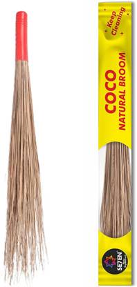 Se7en Eco-Friendly Coconut Grass Broom Stick Soft Coco Broom with Handle Coconut Fiber Wet and Dry Broom
