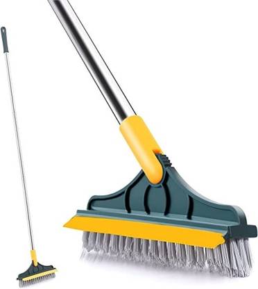 MAITRI ENTERPRISE Bathroom Cleaning Brush with Wiper 2 in 1 Tiles Cleaning Brush M60 Fiber Wet and Dry Brush