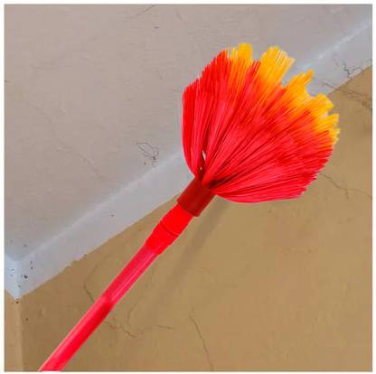 Khubi Gifts And Stationaries Multiuse Round Cobweb Cleaner Stick Plastic Dry Broom