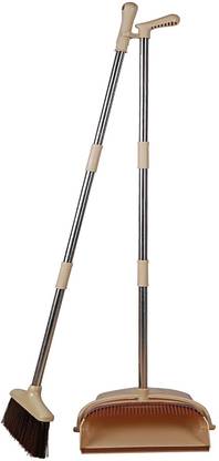 MOREMOTION Long Handled Dust Pan- Stand up Design Microfibre Wet and Dry Brush