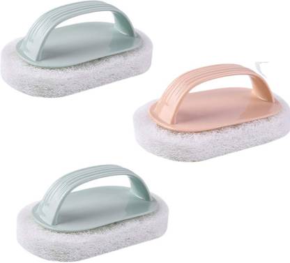 RBGIIT Scrubbing Sponge with Handle Cleaning Brush Thick Scouring Pad Sponge Cleaner K1 Sponge Wet and Dry Brush