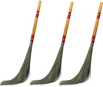 Hari Ram Gulab Rai Floor Broom with Soft No Dust Grass with Plastic Handle Phool Jhadu (Multicolor) Grass Dry Broom