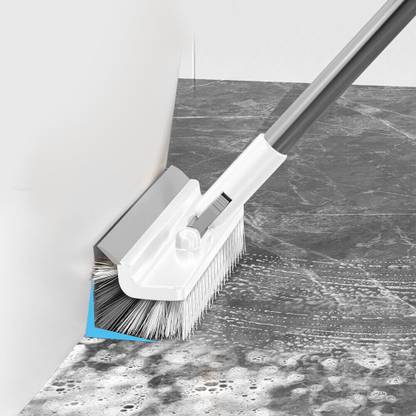 MAAUVTOR 180°Rotating Floor Scrub Brush with Long Handle 3 in 1 Scrape Corner Cleaning Microfibre Wet and Dry Brush
