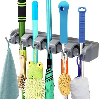 VAVSU Grey Fiber Broom Holder