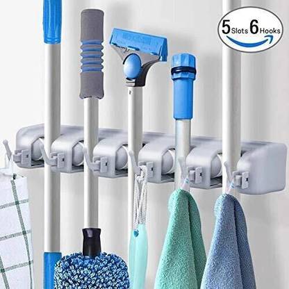 NAKSHT Grey Plastic Broom Holder