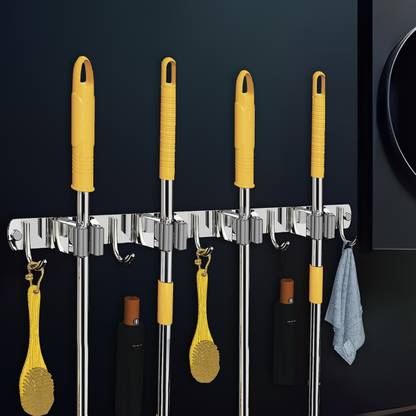 CANWAY Silver Stainless Steel Broom Holder
