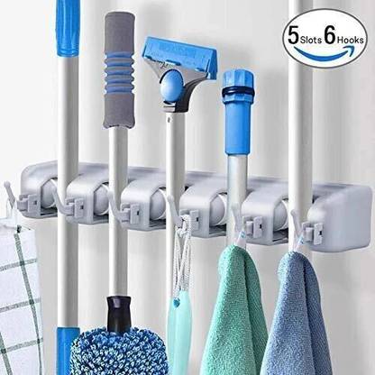 NAKSHT Grey Plastic Broom Holder