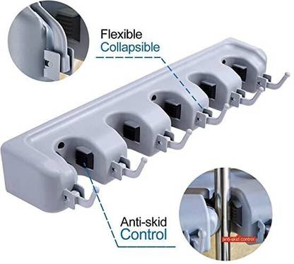 VARIYAENTERPRISE28 Grey Plastic Broom Holder