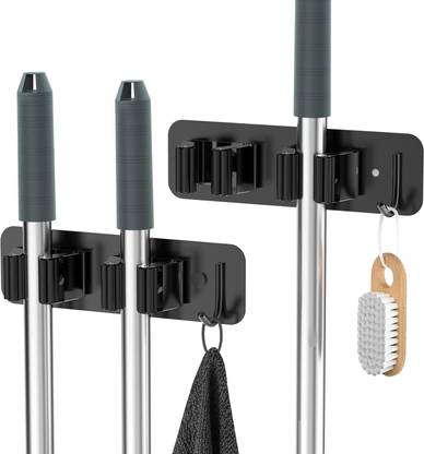 HONBAN Black Stainless Steel Broom Holder