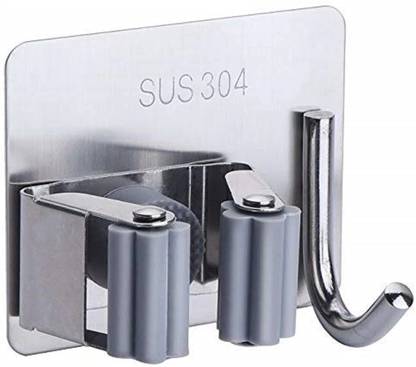 JIALTO Silver Stainless Steel Broom Holder