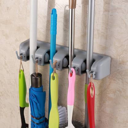 Zeinwap Grey Plastic Broom Holder