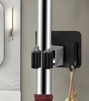 GRISHVA Black Stainless Steel Broom Holder
