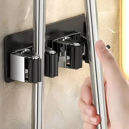 SorresaA Black Stainless Steel Broom Holder