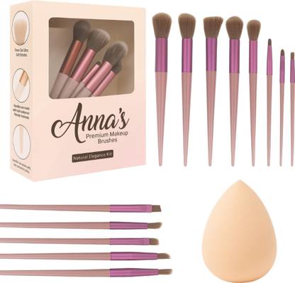 ANNA 13-Piece Professional Makeup Brush Set with Beauty Sponge for Face & Eye Makeup