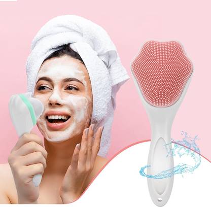 crownsmill Silicone Face Scrubber Exfoliating Brush, Manual Handheld Facial Cleansing Brush