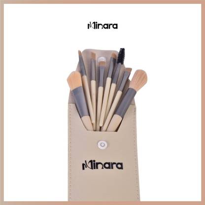 MINARA Makeup Brush Set Of 08 With Easy To Carry Pouch (Cream)