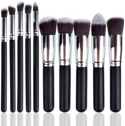 QUIYANG 10 Pieces Makeup Brushes Set Tool Pro Foundation Eyeliner Eyeshadow (Black)