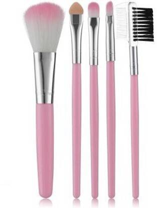 Rsentera Small five Pcs Pink Eyeshadow Foundation Eyebrow Lip Makeup Brush Fine Beauty