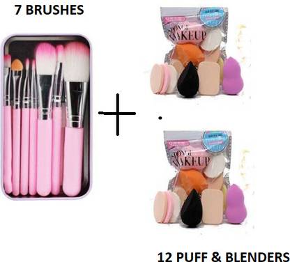 zizzyy Makeup hellokitty brush set of 7 with Sponge puff blender Set of 6 (13 Items in a Set) (Pack of 13)