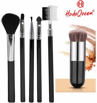 HUDAQUEEN 5 Pc Makeup Brush Set with Foundation Brush for Travel