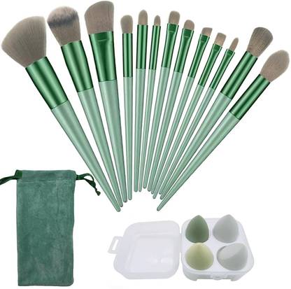 Koccido 13 Pcs Makeup Brushes Set with Cloth Bag With 4 Pcs puff Sponge With Box