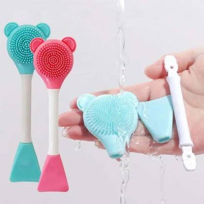 DAIMANPU 2-in-1 Soft Silicone Bear Face Cleansing Brush Hand Wash Face Brush