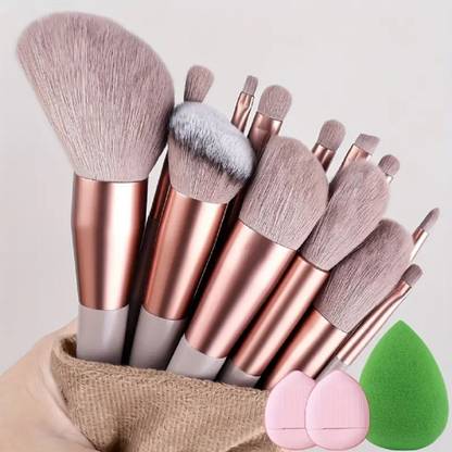 Beautiflame Soft Fluffy Makeup Brushes Set With Finger Size Powder Puff
