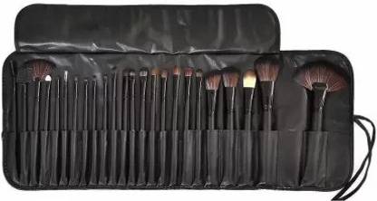 WATELLO Fiber Bristle Makeup Brush Set with Black Leather Case