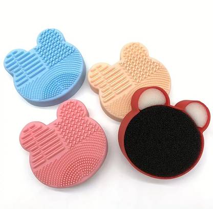 Mobfest ® Silicone Mickey Bear Quick Dry Makeup Sponge Brushes Washing Cleaner Box