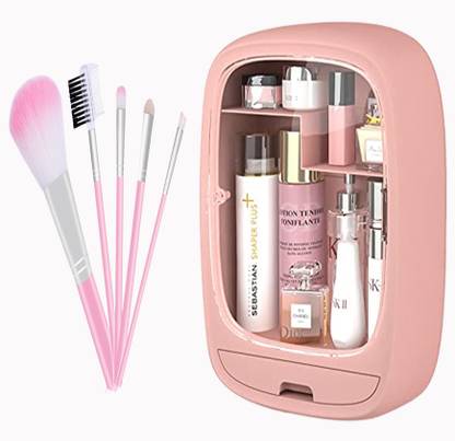 DOXONZ Wall mount cosmetic storage box organizer case with makeup brush