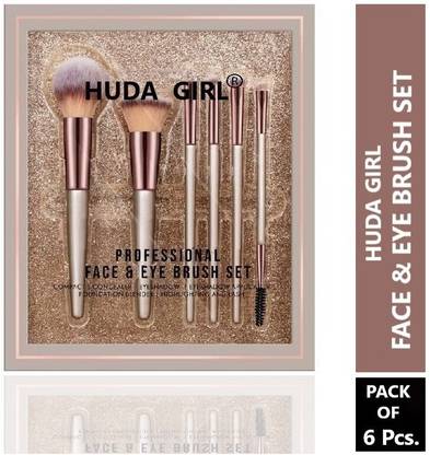 Huda Girl Beauty Face & Eye Brush Set of 6 | Synthetic Fibres | Easy Blending