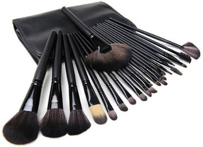 requin Professional Series Makeup Brush Set With Leather Pouch Jet Black