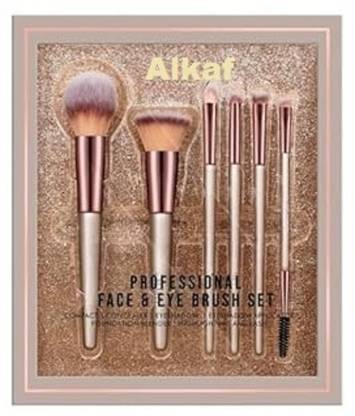 Alkaf BEAUTY Premium Synthetic Bristle Professional Face and Eye Brushes Set of 6