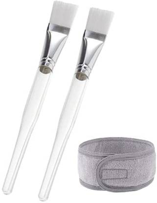 Lucifer Face Pack Brush 2PCS with Facial Spa Headband Adjustable wrap 1PCS Multicolor
