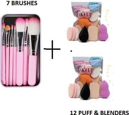 zizzyy Makeup hellokitty brush set of 7 with Sponge puff blender Set of 6 (13 Items in a Set) (Pack of 13)