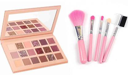 munix Makeup Brush 5 piece with 18 Multi Shades Combo