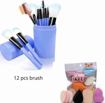 Vizera Gift Pack of 12 Soft Makeup Brushes & Blender Pack of 6 soft pcs