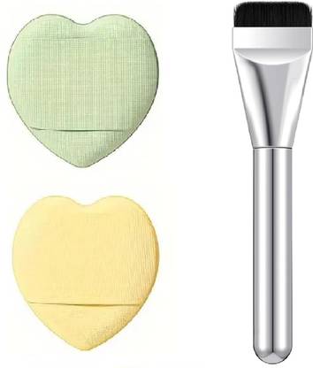 Gonegal Silvery Foundation Brush Soft Application For Flawless & Mini Heart Makeup Puff