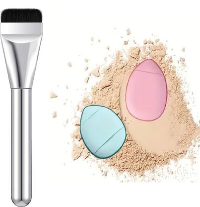 WECHARMERZ Flat Foundation Brush For Liquid Makeup Brush With Finger Soft Makeup Puff