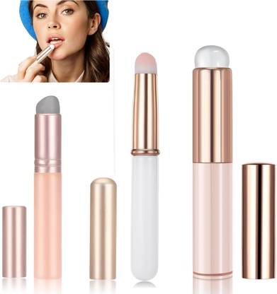 maycreate 3Pcs Silicone Lip Brush Set Reusable Makeup Applicator with Cover for Lipstick