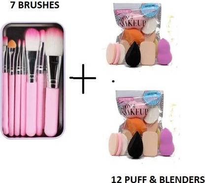 zizzyy Makeup hellokitty brush set of 7 with Sponge puff blender Set of 6 (13 Items in a Set) (Pack of 13)